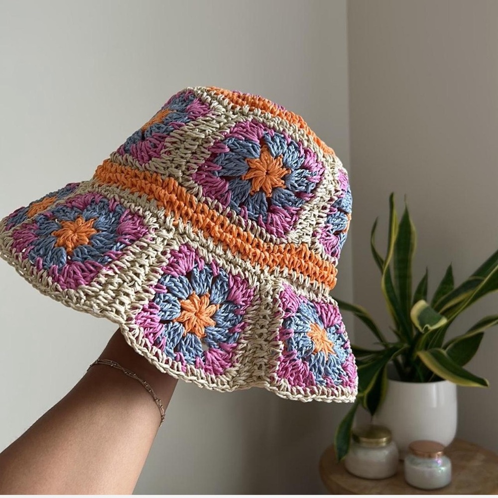 Anthropologie Multicolor Crochet Hat.